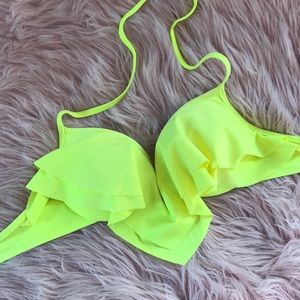 PINK neon yellow bikini top